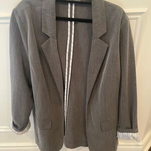 Gray Blazer with Striped Lining